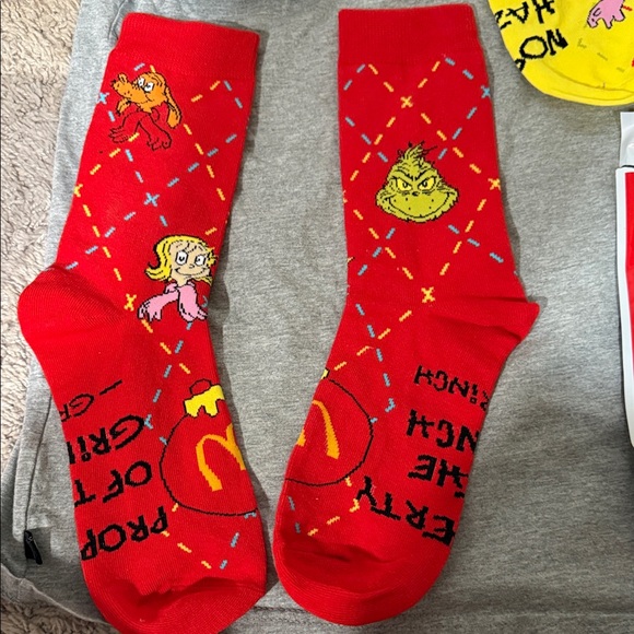 McDonald's The Grinch Meal Socks - Red and Yellow - Picture 2 of 8